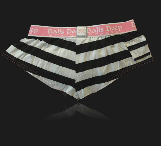 Balls Deep Girl's Boxers In Prison Stripe