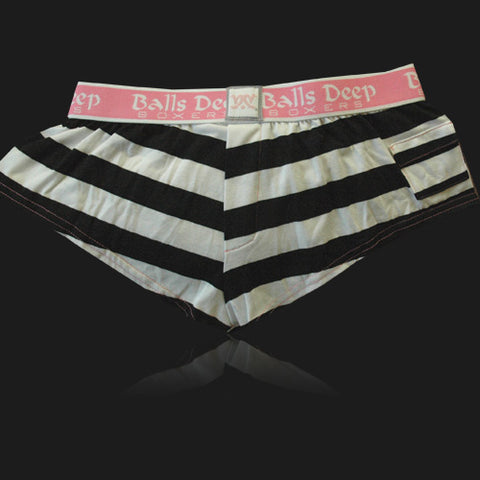 Balls Deep Girl's Boxers In Prison Stripe