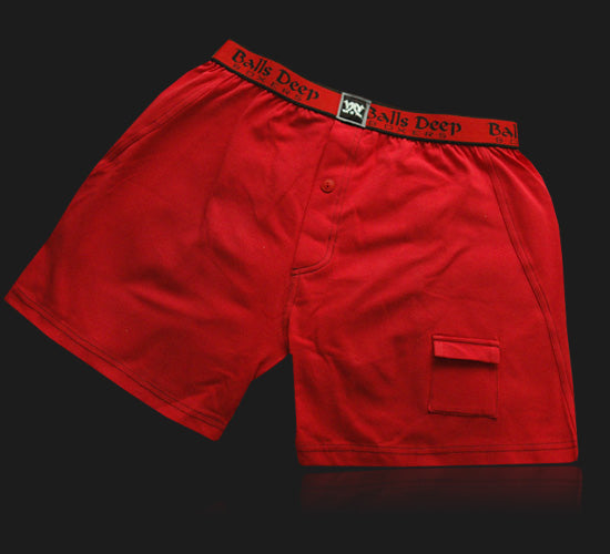 Balls Deep Men's Boxers In Red/Red