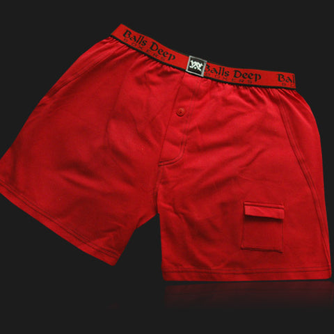 Balls Deep Men's Boxers In Red/Red