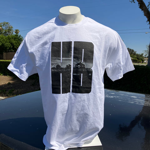 Huntington Beach (HB) Men's 100% Cotton T-Shirt in White