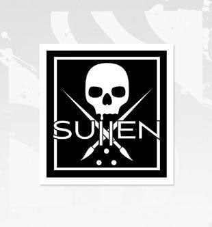 Sullen Badge Square Sticker In Black (4" x 4")