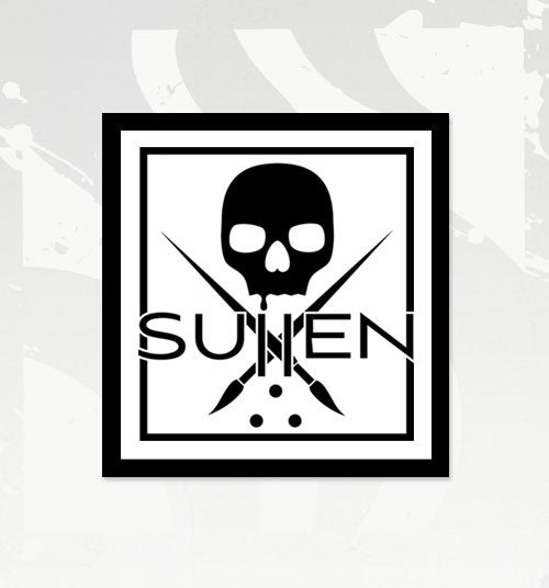 Sullen Badge Square Sticker In White (4" x 4")