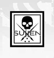Sullen Badge Square Sticker In White (4" x 4")